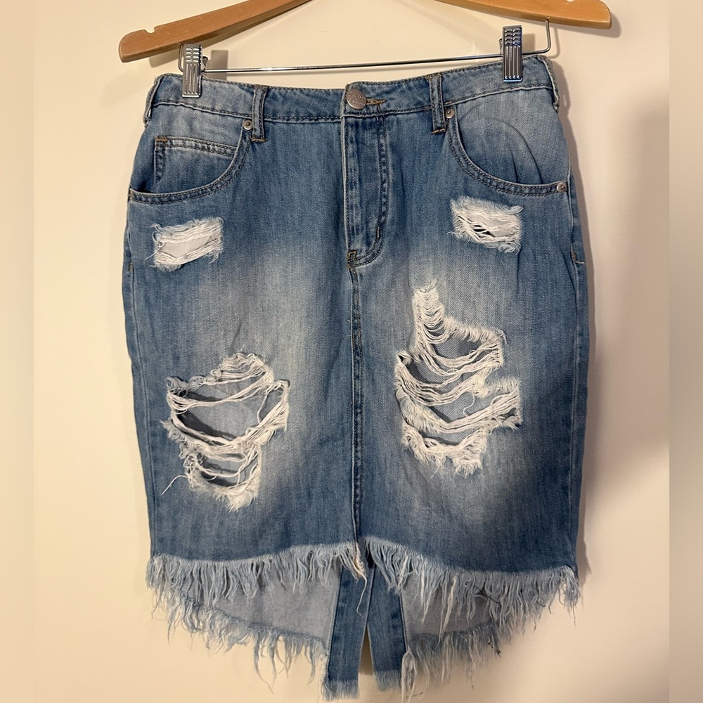 Vintage Havana Denim High-low Skirt